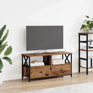 vidaXL Cabinet TV Lemn Vechi 90 x 33 x 45 cm Lemn ingineresc și oțel imagine