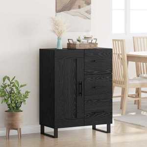 vidaXL Bufet Stejar Negru 69, 5 x 34 x 90 cm Lemn Ingineresc și Fier imagine