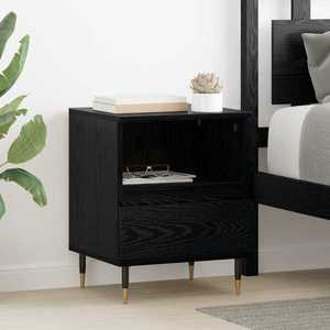 vidaXL Dulap de noapte Stejar Negru 40 x 35 x 50 cm Lemn compozit imagine