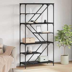 vidaXL Raft pentru cărți Stejar Negru 91 x 36 x 176 cm Lemn compozit imagine