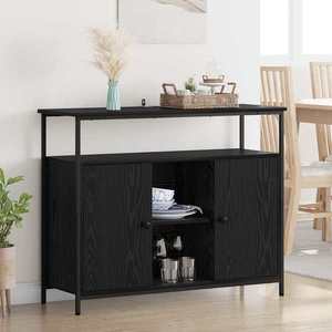 vidaXL Bufet Stejar Negru 100 x 35 x 80 cm Lemn compozit imagine