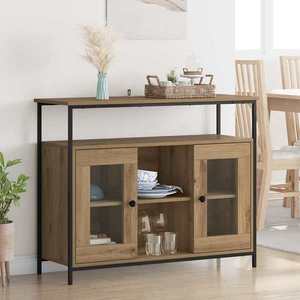 vidaXL Bufet Stejar Artizanal 100 x 35 x 80 cm Lemn compozit imagine