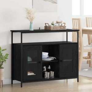 vidaXL Bufet Stejar Negru 100 x 35 x 80 cm Lemn compozit imagine