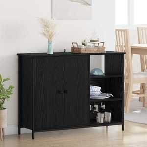 vidaXL Bufet Stejar Negru 100 x 33 x 75 cm Lemn compozit imagine