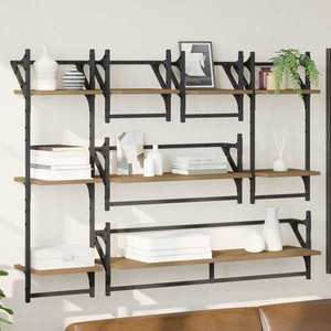 vidaXL Set rafturi de perete 6 pcs Stejar Artizanal 100 x 25 x 30 cm imagine