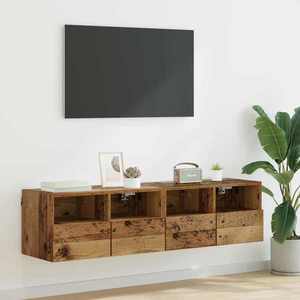 vidaXL Dulapuri pentru TV Pe perete 2 pcs Lemn Vechi 60 x 30 x 30 cm imagine