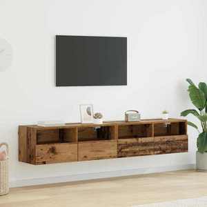 vidaXL Dulapuri pentru TV Pe perete 2 pcs Lemn Vechi 80 x 30 x 30 cm imagine