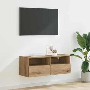 vidaXL Dulap TV de perete Pe perete Stejar Artizanal 80 x 30 x 30 cm imagine