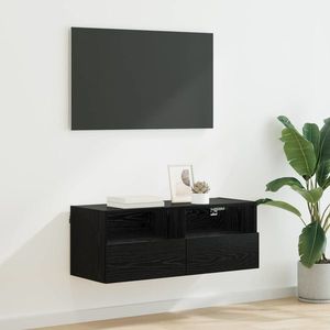 vidaXL Dulap TV de perete Stejar Negru 80 x 30 x 30 cm Lemn compozit imagine