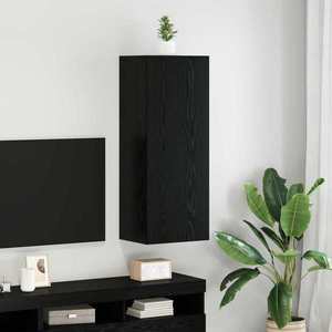 vidaXL Dulap TV de perete Pe perete Stejar Negru 40, 5 x 30 x 102 cm imagine