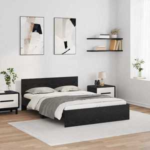 vidaXL Cadru de pat Stejar Negru 140 x 200 cm Lemn compozit imagine