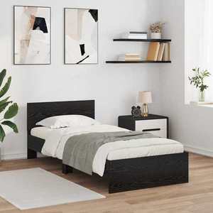 vidaXL Cadru de pat Stejar Negru 90 x 200 cm Lemn compozit imagine