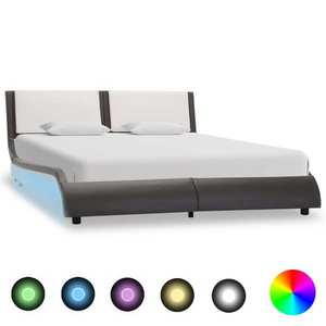 vidaXL Cadru de pat cu LED fără saltea gri și alb 120x190 cm imagine
