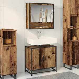 vidaXL Set de mobilier pentru baie 2 pcs Lemn Vechi Lemn compozit imagine