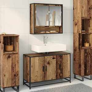 vidaXL Set de mobilier pentru baie 2 pcs Lemn Vechi Lemn compozit imagine