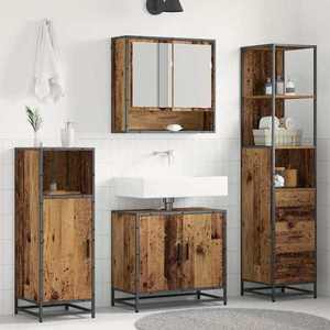vidaXL Set de mobilier pentru baie 3 pcs Lemn Vechi Lemn compozit imagine