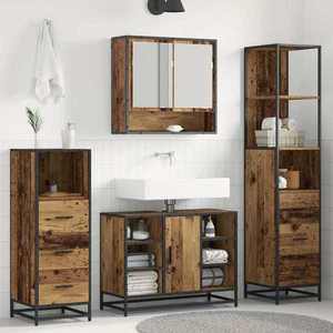 vidaXL Set de mobilier pentru baie 3 pcs Lemn Vechi Lemn compozit imagine