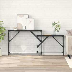 vidaXL Masă de consolă 2 pcs Stejar Negru 100 x 28 x 75 cm imagine