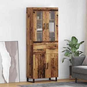 vidaXL Bufet cu sertar 2 pcs Lemn Vechi Lemn compozit imagine
