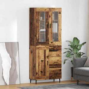 vidaXL Bufet cu sertar 2 pcs Lemn Vechi Lemn compozit imagine