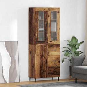 vidaXL Bufet cu sertar 2 pcs Lemn Vechi Lemn compozit imagine