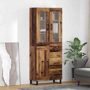 vidaXL Bufet cu sertar 2 pcs Lemn Vechi Lemn compozit imagine