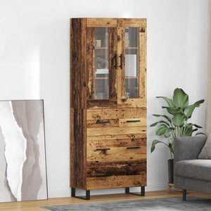 vidaXL Bufet cu sertar 2 pcs Lemn Vechi Lemn compozit imagine