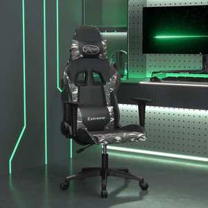 vidaXL Scaun de gaming de masaj, negru și camuflaj, piele ecologică imagine