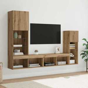 vidaXL Unități pentru Pereți de TV Pe perete 4 pcs Stejar Artizanal imagine