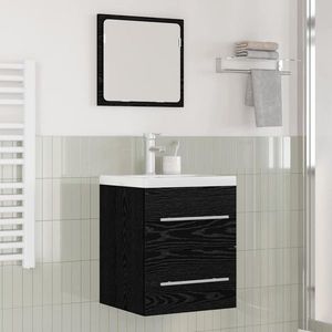 vidaXL Dulap pentru Chiuveta de Baie cu sertar Negru 42 x 39 x 52 cm imagine