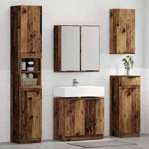 vidaXL Set de mobilier pentru baie 5 pcs Lemn vechi Lemn compozit imagine