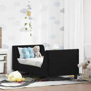 vidaXL Cadru de pat pentru copii cu spătar Negru 70 x 140 cm Catifea imagine