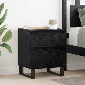 vidaXL Dulap de noapte cu sertar 2 pcs Stejar Negru 40 x 35 x 50 cm imagine