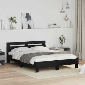 vidaXL Cadru de pat Stejar Negru 140 x 200 cm Lemn compozit imagine