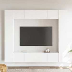 vidaXL Set dulapuri TV, 8 piese, alb, lemn prelucrat imagine