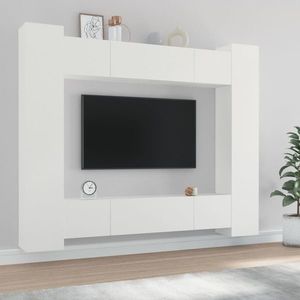 vidaXL Set dulap TV, 8 piese, alb, lemn prelucrat imagine