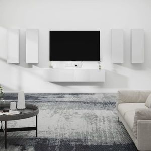 vidaXL Set dulap TV, 6 piese, alb, lemn prelucrat imagine