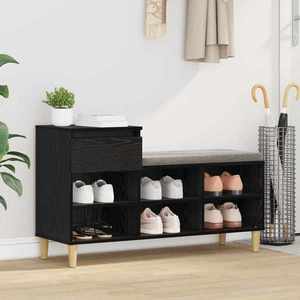 vidaXL Dulap pentru pantofi cu sertar Stejar Negru 102 x 36 x 60 cm imagine