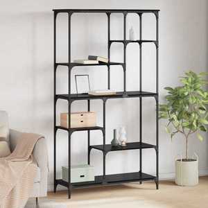 vidaXL Raft pentru cărți Stejar Negru 99 x 35, 5 x 176 cm Lemn compozit imagine