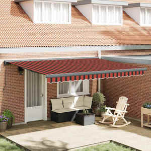 vidaXL Copertină retractabilă portocaliu/maro 4x3 m, textil/aluminiu imagine