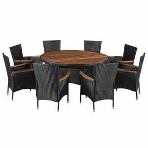 vidaXL Seturi de mobilier 9 pcs Negru și Crem poliratan imagine