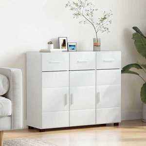 vidaXL Bufet FLORIN Alb lucios 88, 5 x 30, 5 x 73 cm Lemn compozit imagine