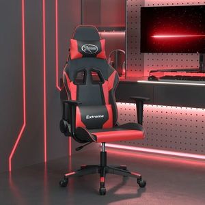 vidaXL Scaun de gaming de masaj, negru și roșu, piele ecologică imagine