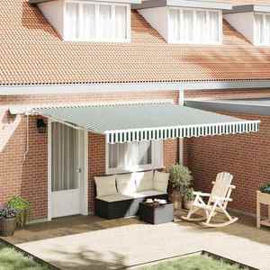vidaXL Cortina Retractabilă Manual Verde și alb 400 × 300 cm imagine