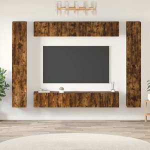 vidaXL Set dulapuri TV, 10 piese, stejar fumuriu, lemn prelucrat imagine