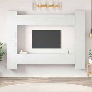vidaXL Set dulapuri TV, 10 piese, alb, lemn prelucrat imagine