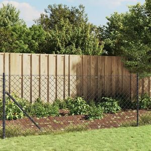 vidaXL Gard plasă de sârmă cu țăruși de fixare, antracit, 1, 1x25 m imagine