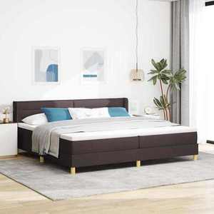 vidaXL Pat cu arcuri cu saltea Maro închis 200 x 200 cm țesătură imagine