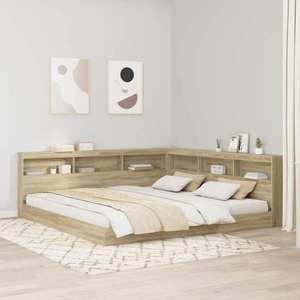 vidaXL Pat bibliotecă cu raft Stejar sonoma 180 x 200 cm Lemn compozit imagine