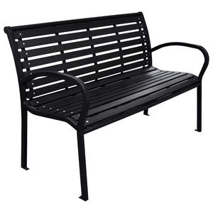 vidaXL Bancă de grădină, negru, 116 cm, oțel și WPC imagine